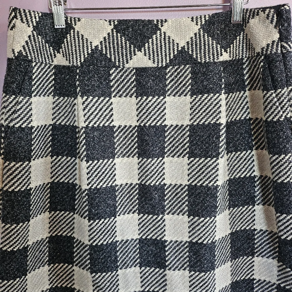 Talbots Vintage Plaid Woven Tweed Metallic Acrylic Wool Blend A-Line Skirt